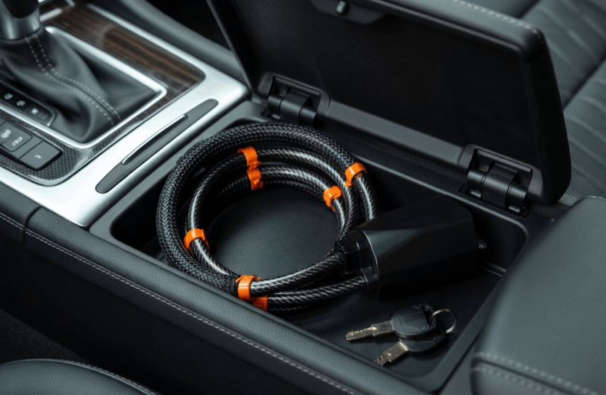 VigiLock stored in a box inside the car 